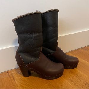 No. 6 / Sven 9” pull on shearling lined heeled clog boots